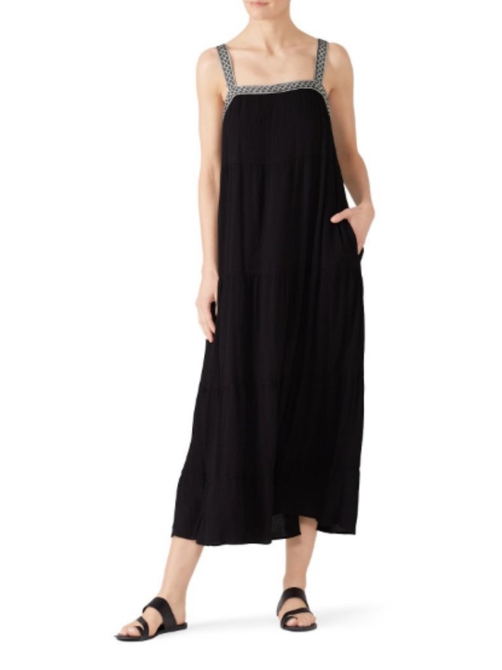 Fifteen Twenty Black Braid Trim Maxi Dress Sz S